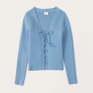 A&F Elevated Knit Slim Lace-Up Cardigan